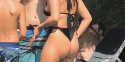 hot brunette meaty ass black bikini