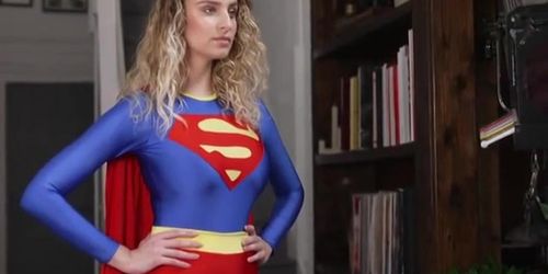 Superheroine Supergirl Battles and Defeats Her Mirror Twin