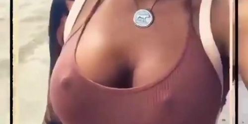 Braless rough nipples girl