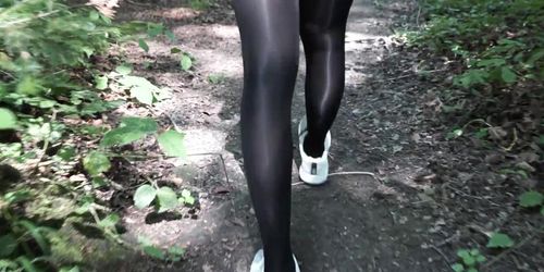 Hot shiny Pantyhose Fetish in the Forest