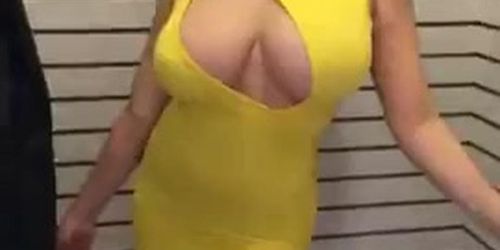 Funny dressing room nip slip