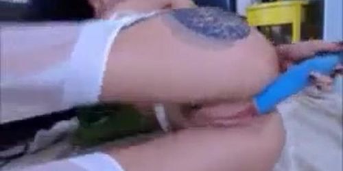 Tattoos girl love anal masturbates with toy