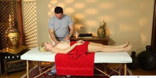 Sexy blonde girl Trillium massaged and fucked by her masseur