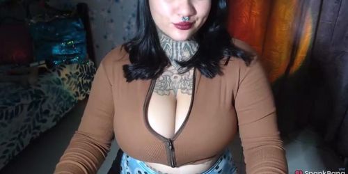 Big tit goth latina cam girl flaunting her goods.