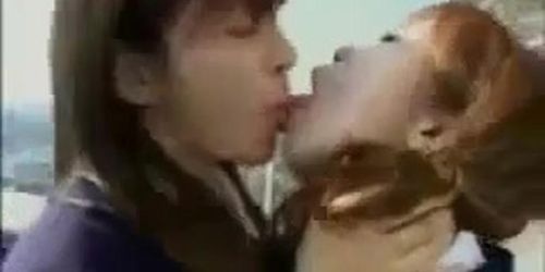 Japanese lesbian tounge kissing