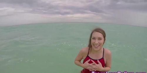 Teen lifeguard jizz cash (Kimber Lee)