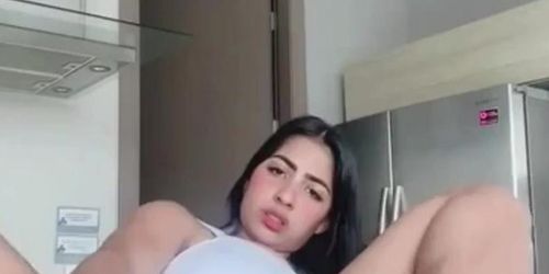 latina with perfect big boobs taking dildo