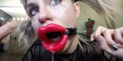 ** NEW **plastic lipped deep throat whore fucking octopus