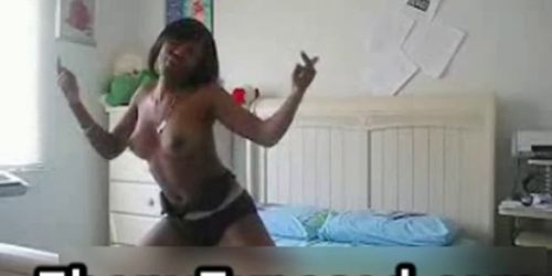 Playful black chick strips part3 - video 1