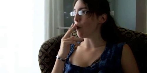 Girl smoking Virginia Slims while mom is at work