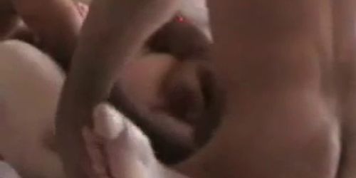 Chubby wife takes two dicks