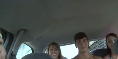 Beautiful young coed sucking dick in car