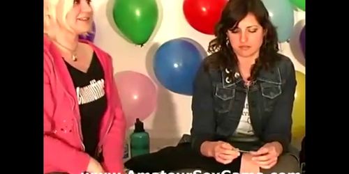 Amateur girls and guys playing a sex dare game