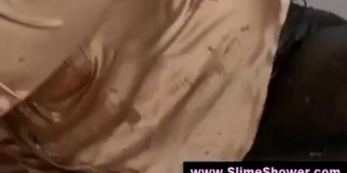 Messy bukkake slime shower