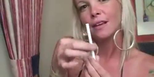 Dirty talking Blonde smoking tease