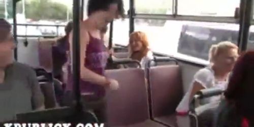 Blonde blowjob and fuck in bus