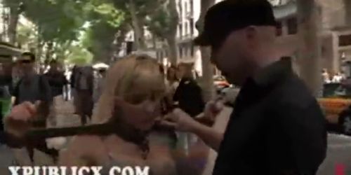 Bondage blonde walks in public (Blondie Anderson, Fetish Fatale)