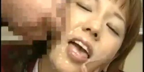 Amateur asian teen gets bukkake and facial in reality gangbang