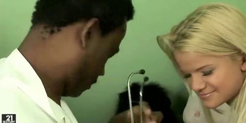 Cute teen fucking with old black doctor