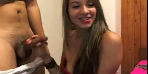 Blonde college girl sucking dick on webcam - video 1