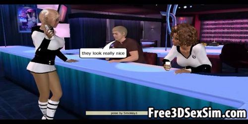 Busty 3D cartoon hottie sucks cock and gets fucked