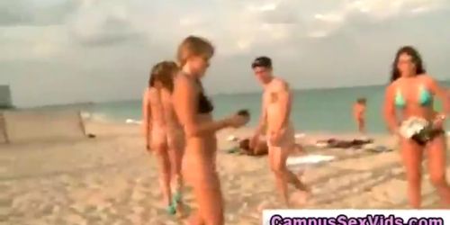 Lesbians college party on the beach