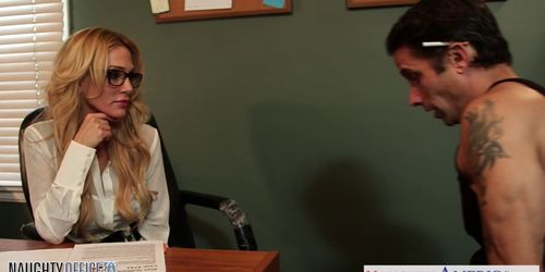 NAUGHTY AMERICA - Tattooed blondie Sarah Jessie fuck in the office