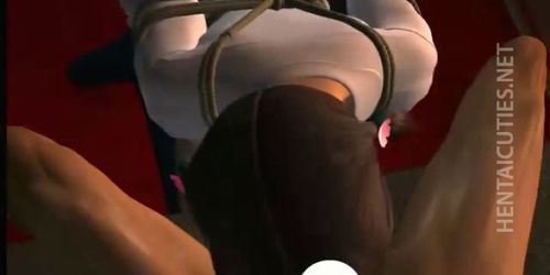 3D hentai slave sucking a hard dick