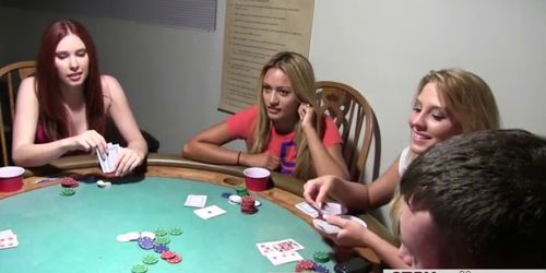 Sexy coeds fuck on the poker table