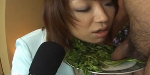 ALL JAPANESE PASS - Mitsu Anno gets cock deepthroat and cum in mouth in food fetish