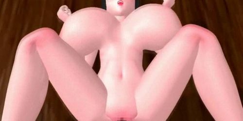 Big boobed anime doll drilled doggy - video 3