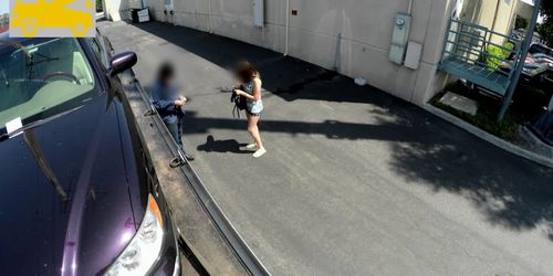 Teen redhead sucks a tow truck driver to get her car back