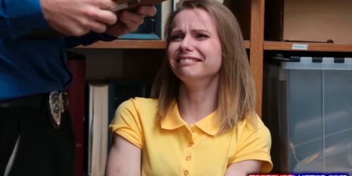 Skinny teen shoplyfter Catarina Petrov sob and slob knob