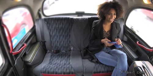 Long legged ebony bangs big cock in cab