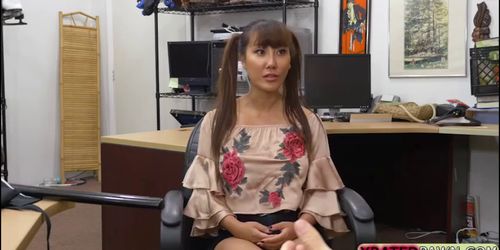Pretty Asian babe Tiffany Rain pawn her pussy for cash