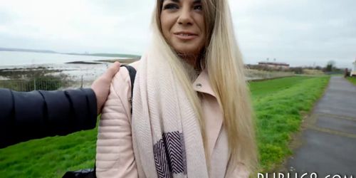 Pretty amateur blonde Czech babe fucked in public place