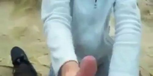 mom blowjob on a beach
