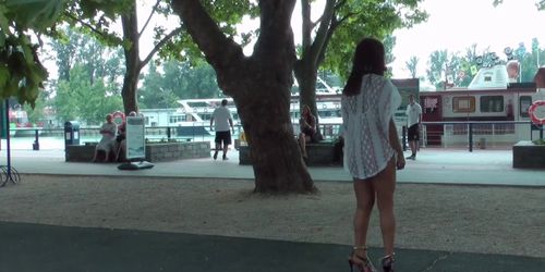 Babe in see through dress in public (Ashley Lane, Madison Rayne)