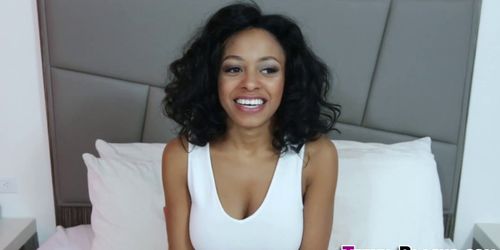 Busty ebony teen rides long shlong