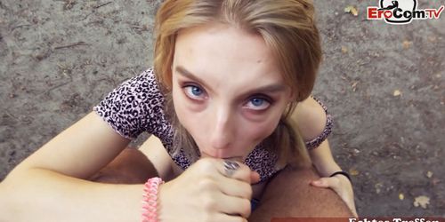 EROCOM.TV - Petite blonde teen public pick up for EroCom Date from german guy