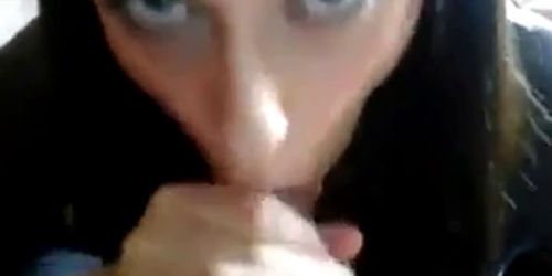 Dark eyed college chick gives head and swallows (amateur )