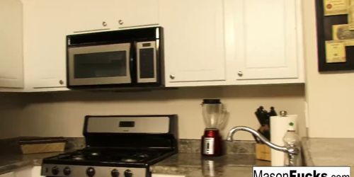 Mason masturbates in the kitchen (Mason Moore)