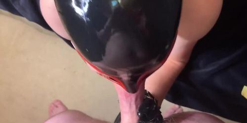 Latex hood and gloves blowjob with POV