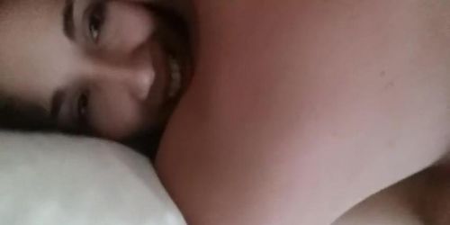 Dani Sanchez grins at her cuck as she's fucked on a selfie video (real)