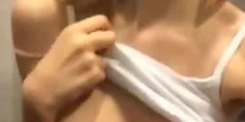 Crazy teen with great boobs flashing