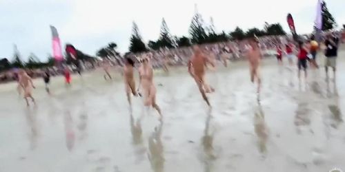 Naked Canadian students having tremendous fun at the beach