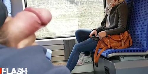 Flash Blonde Teen on Train