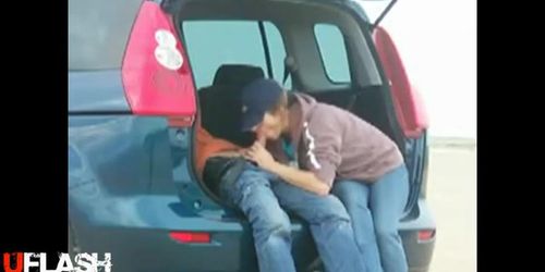 Voyeur Catches Tailgate Cum and Spit BJ