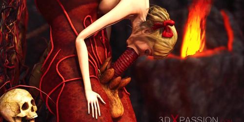 3DXPASSION - Devil plays with a super hot girl in hell