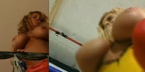 Blonde Bimbo With Giant Fake Silicone Boobs Bouncing In Slow Motion (Erica Everest)